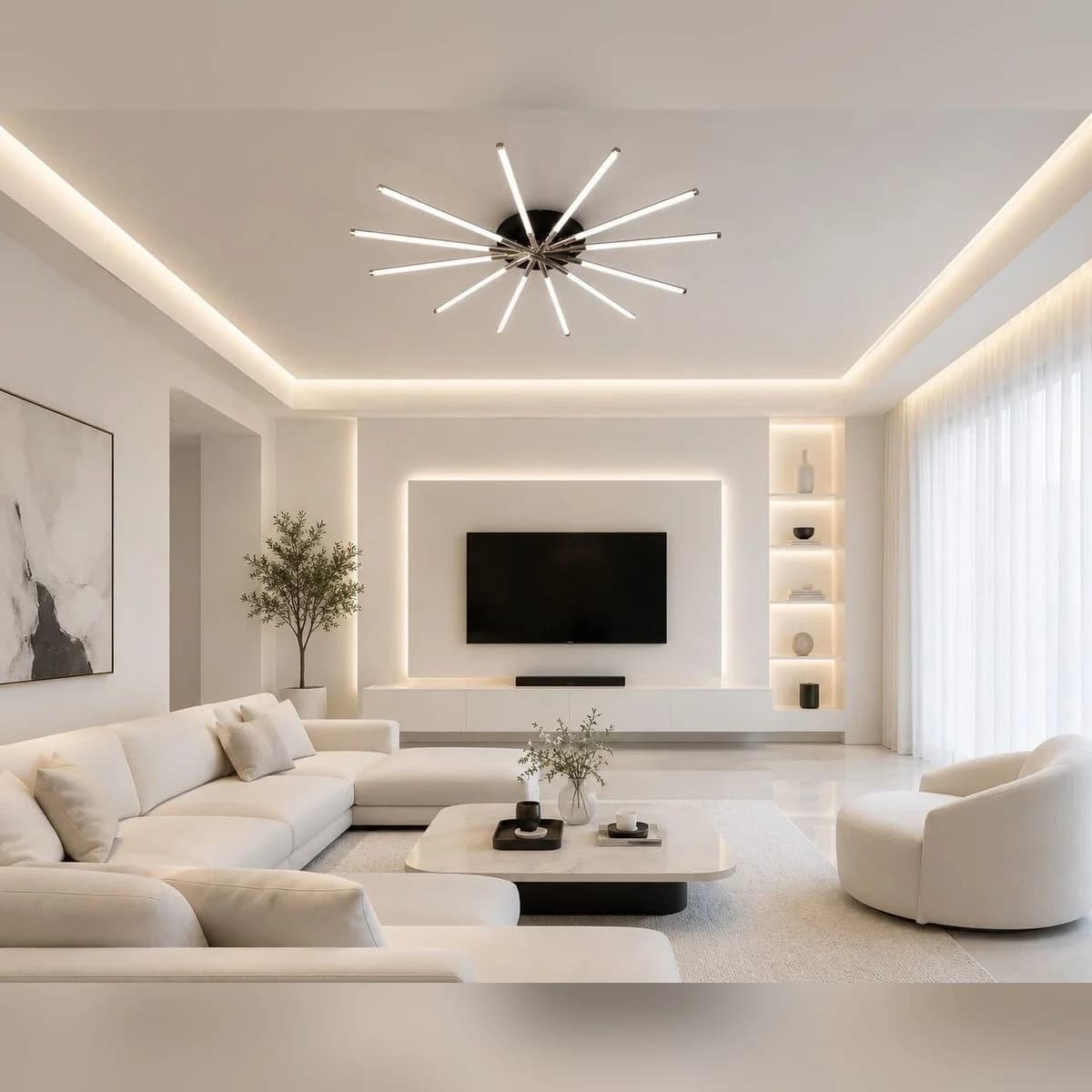 ثريا لطش ليد مودرن بتصميم شعاعي 60 سم 2