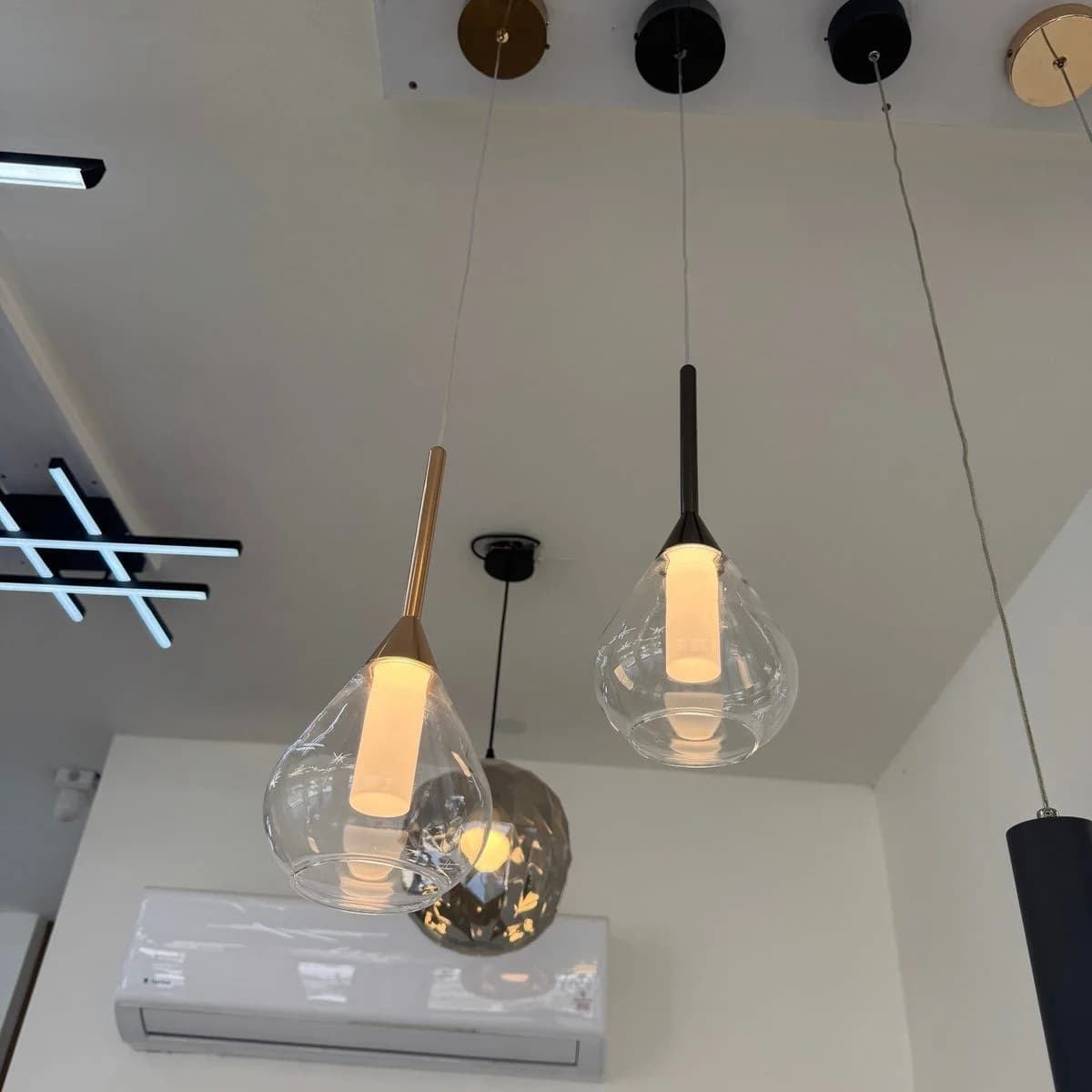 Single LED Glass Drop Pendant Light Gold 3