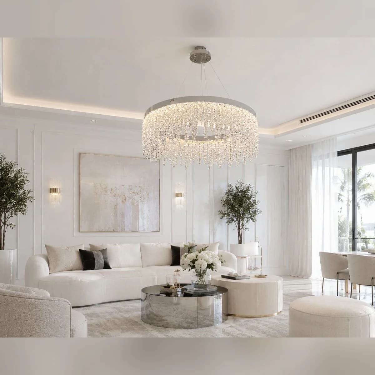 Circular Chrome Crystal Chandelier 60 cm 2