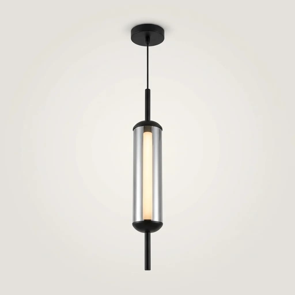 Single Black Cylindrical Modern LED Pendant Light