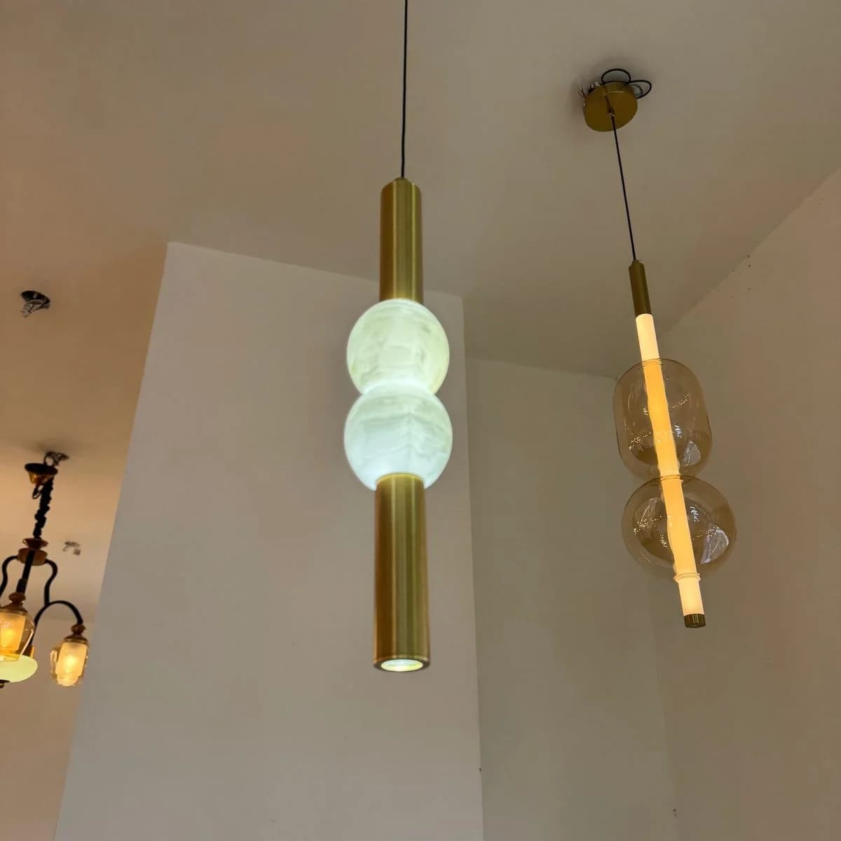Modern Gold Single LED Pendant with Dual Globes 2