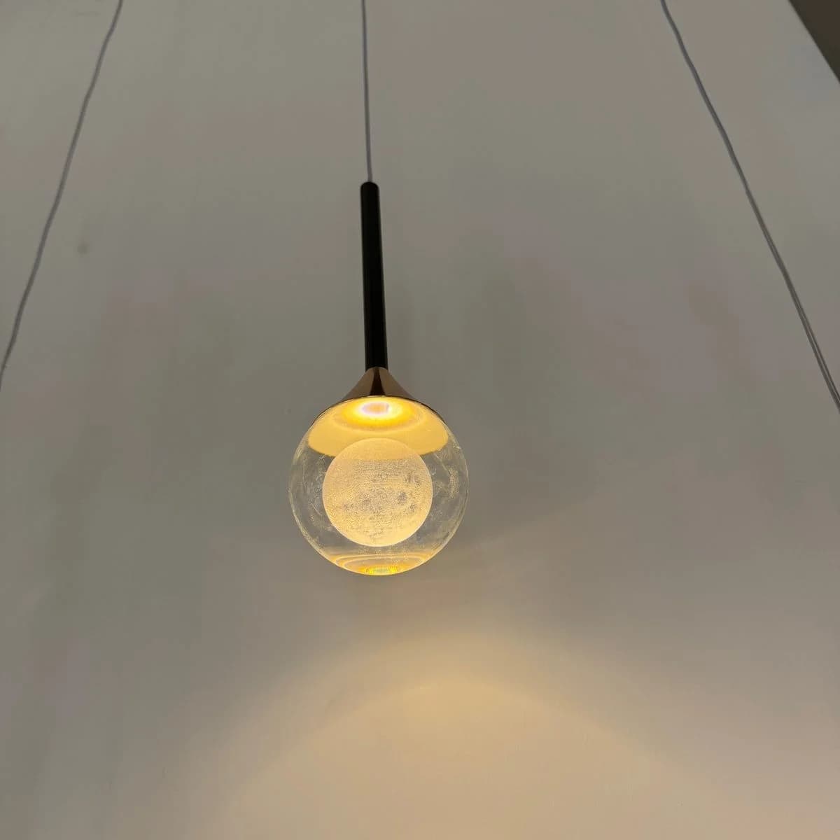 Single Black LED Pendant Light with Glass Sphere 2