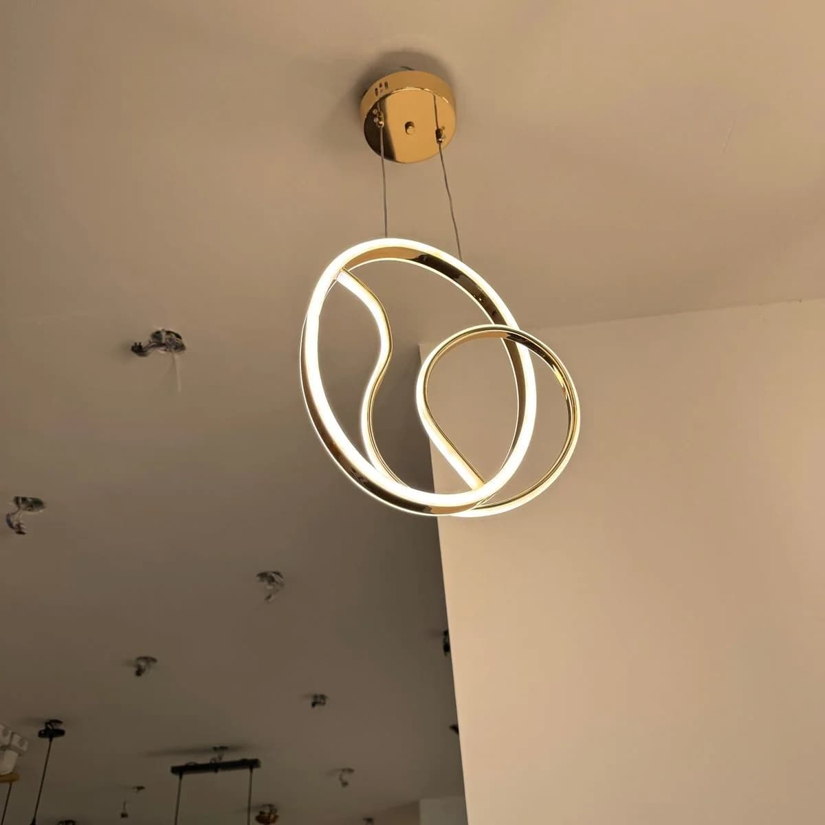Modern Gold LED Wavy Ring Pendant Light 2
