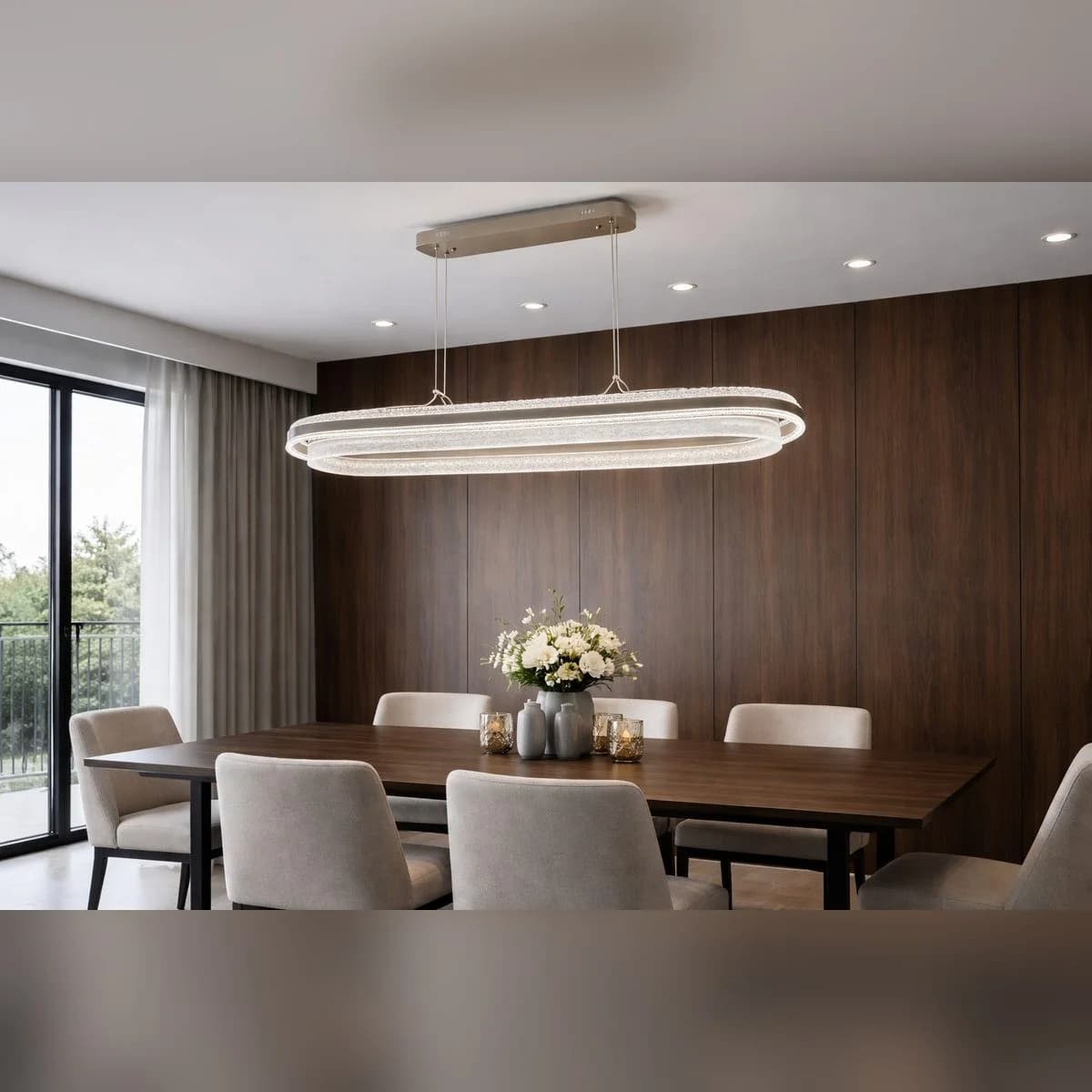 Modern Double Oval LED Bar Pendant Light 2