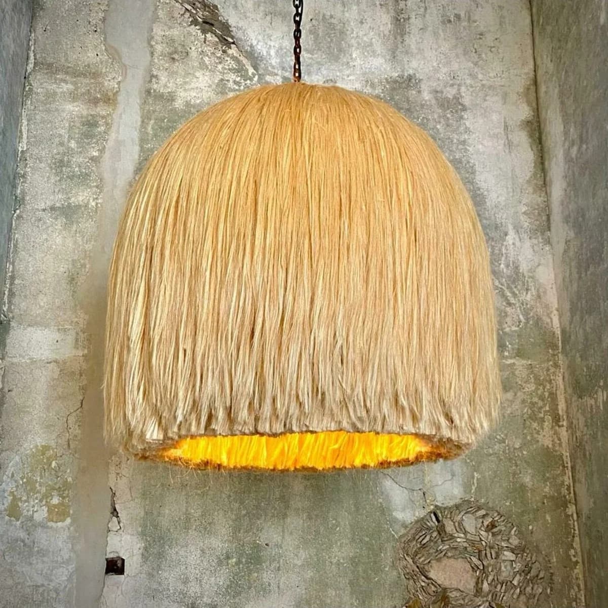 Straw and Rope Dome Pendant Light 2