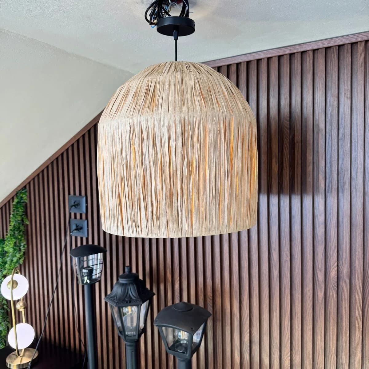 Straw and Rope Dome Pendant Light 3