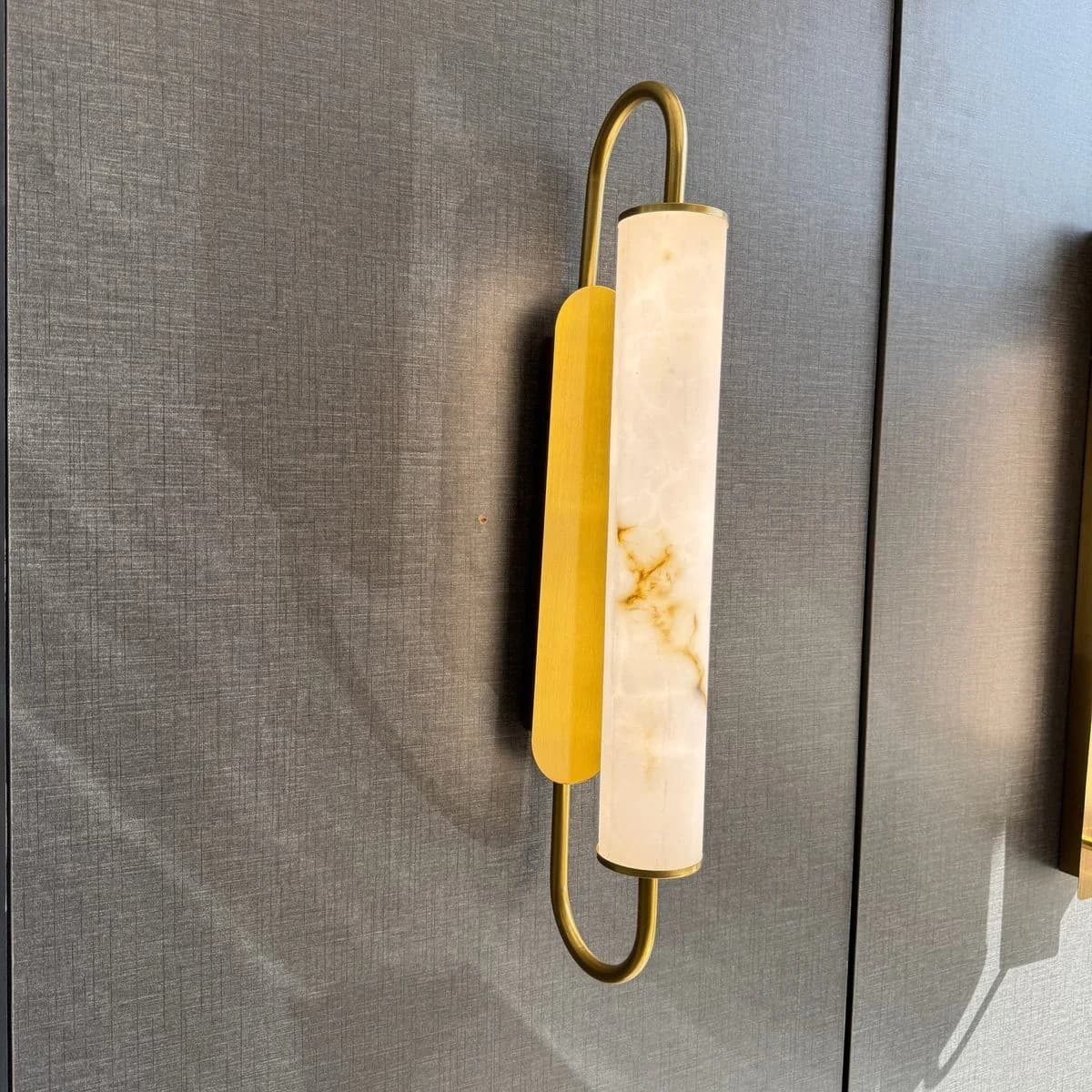 Gold LED Wall Sconce with Alabaster Cylinder 3