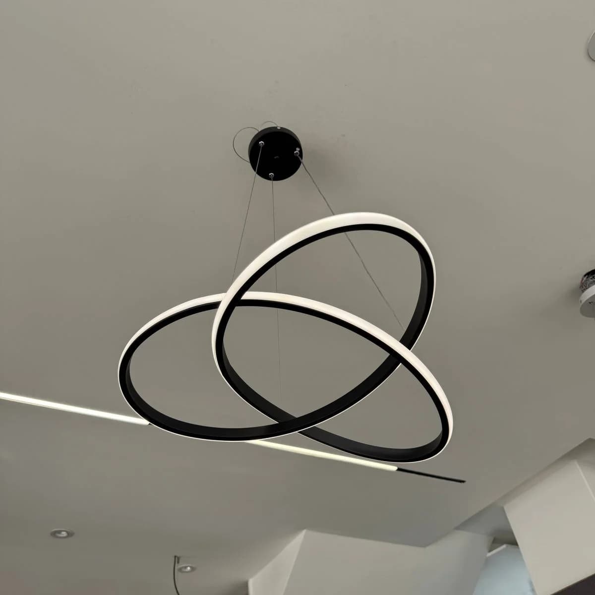 Modern Black LED Interlocking Rings Pendant 2