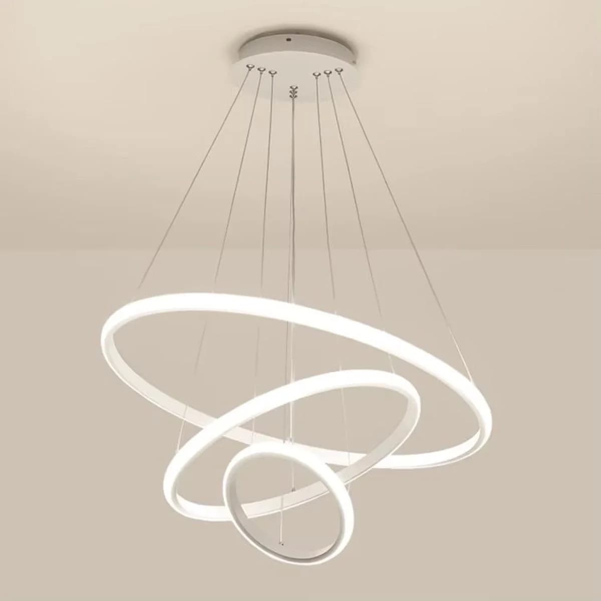 Modern White 3-Ring LED Chandelier 2