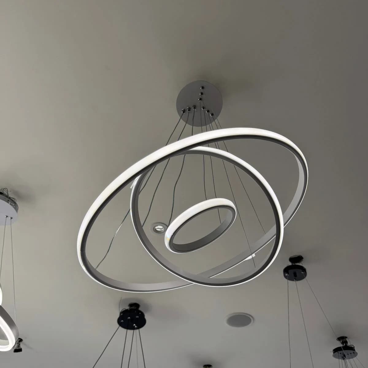 Modern White 3-Ring LED Chandelier 3