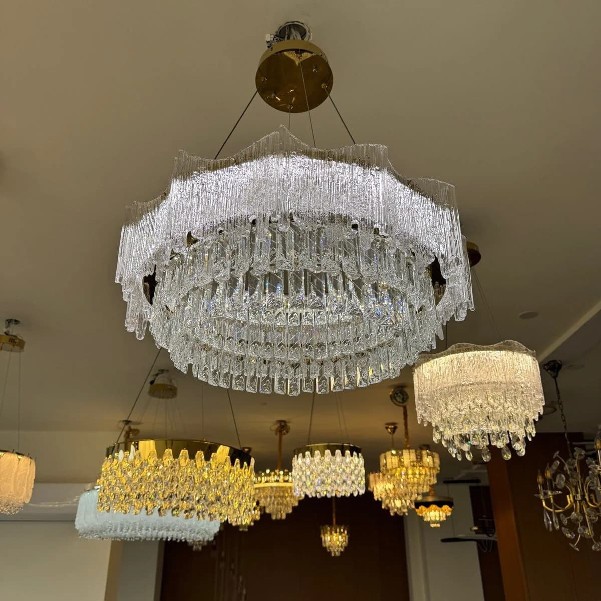 Layered Round LED Crystal Chandelier 60 cm 3