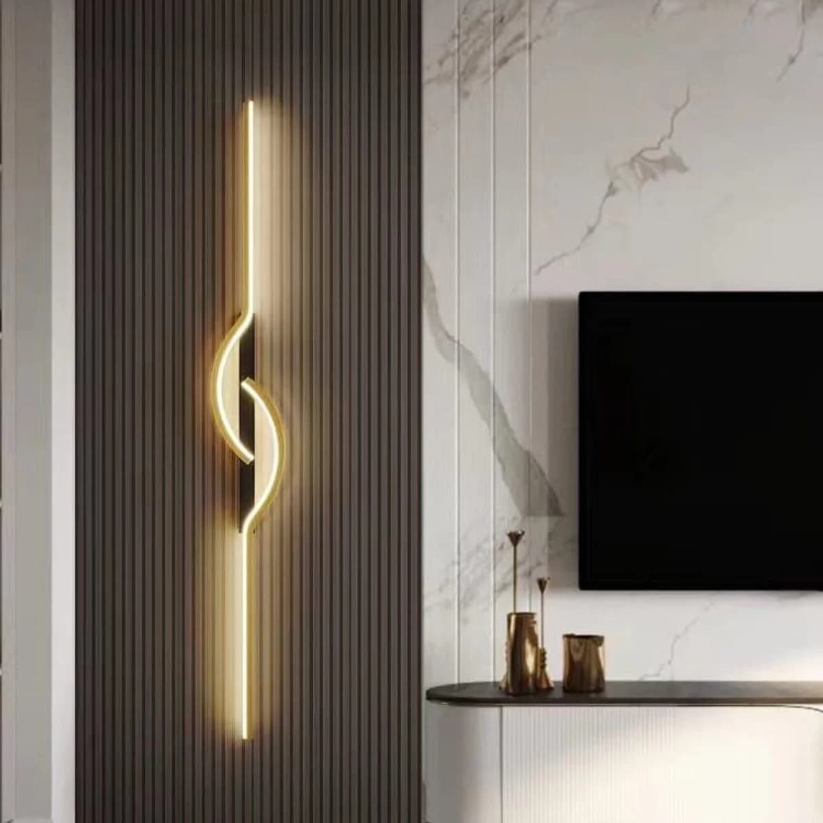 Rechargeable Gold Wave LED Wall Sconce 2