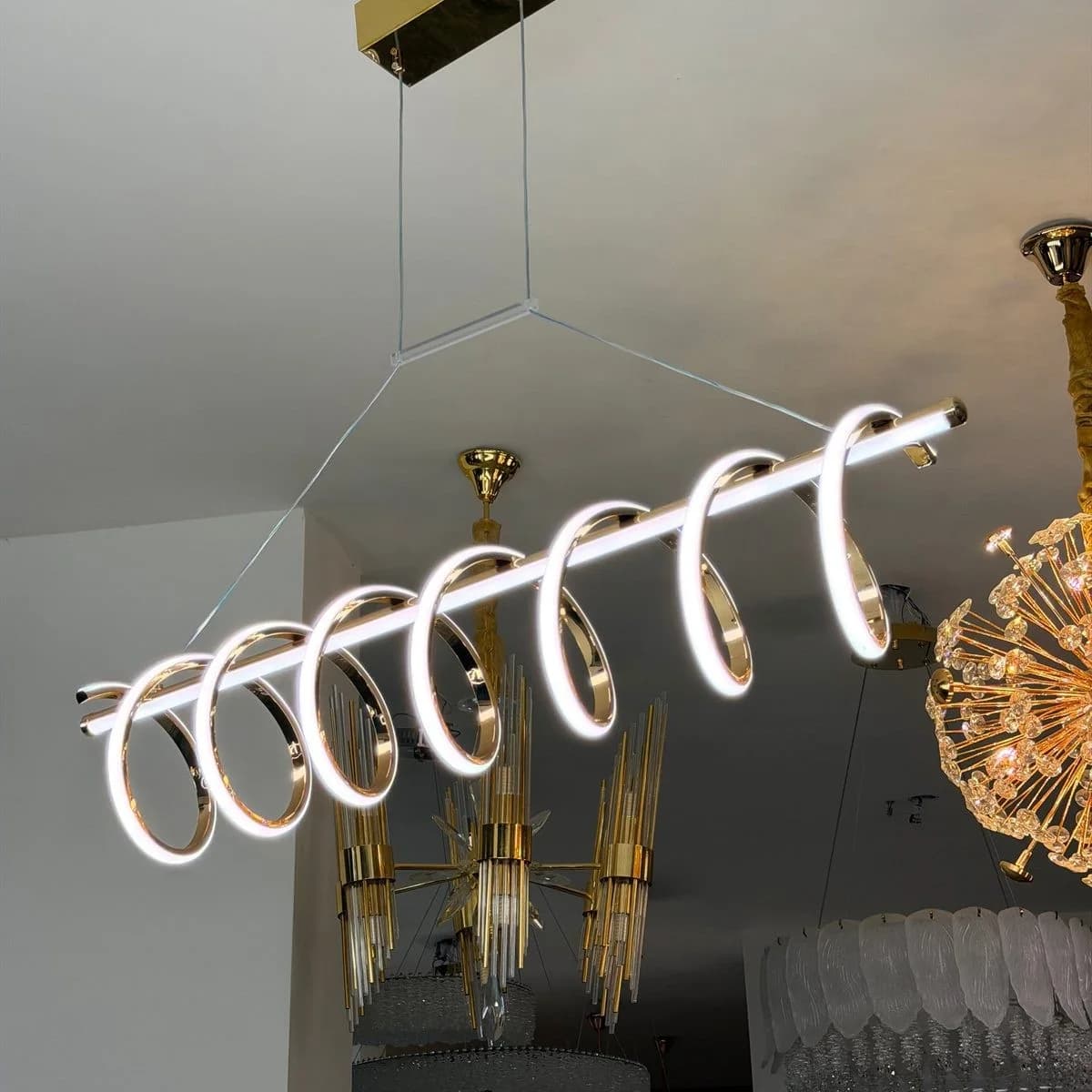 Modern Gold Spiral LED Bar Chandelier 2