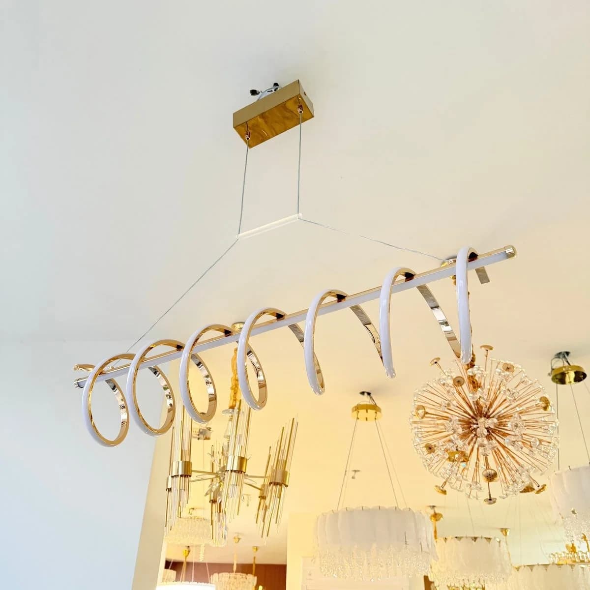 Modern Gold Spiral LED Bar Chandelier 3