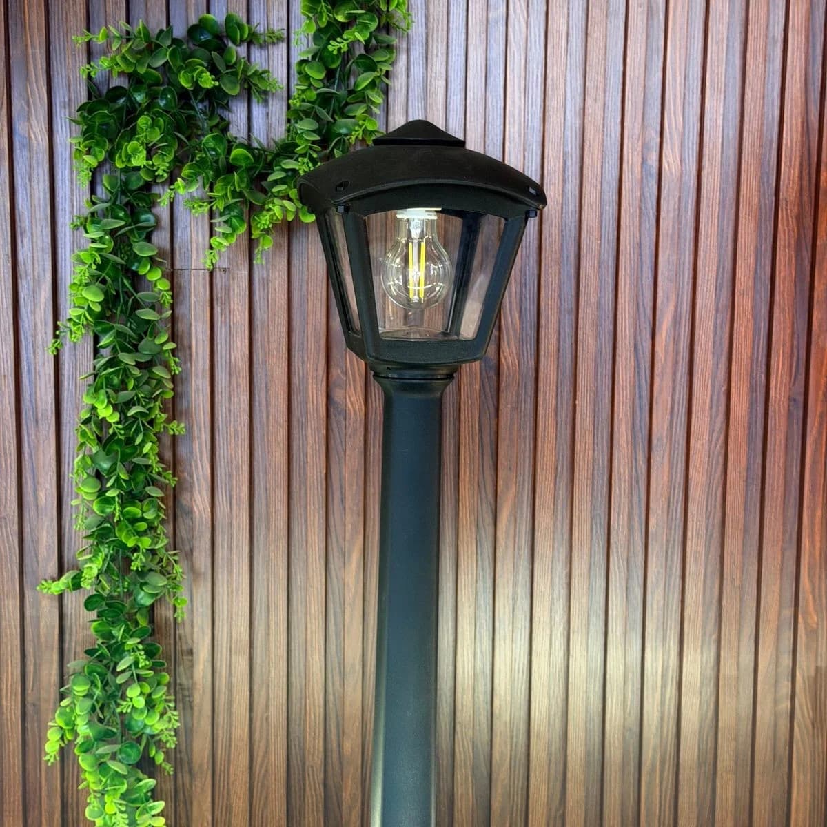 Black Outdoor Garden Post Lantern 100cm 2
