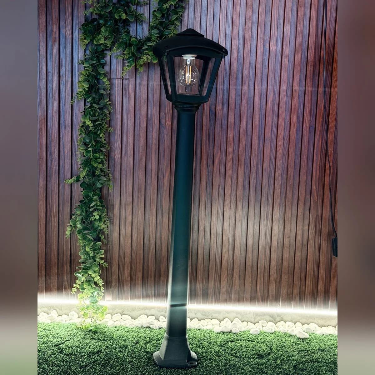 Black Outdoor Garden Post Lantern 100cm 4