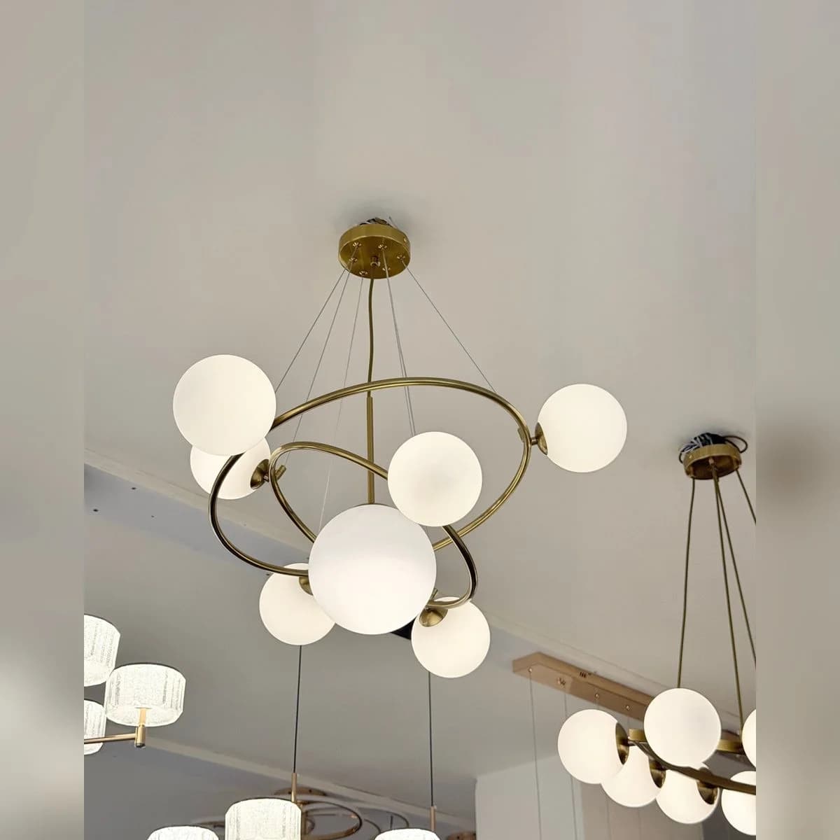 Modern Gold Chandelier with 7 Glass Globes 2