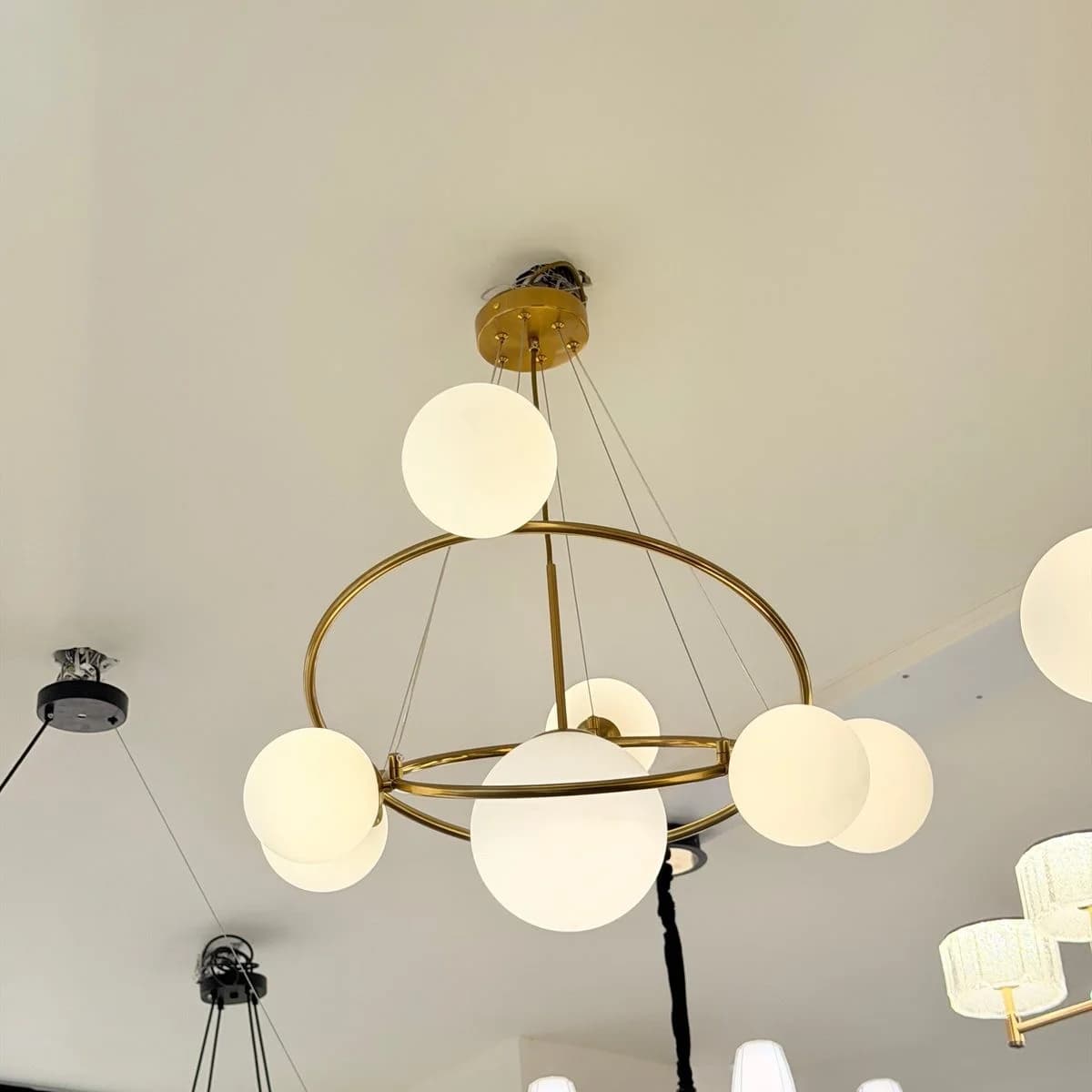 Modern Gold Chandelier with 7 Glass Globes 3