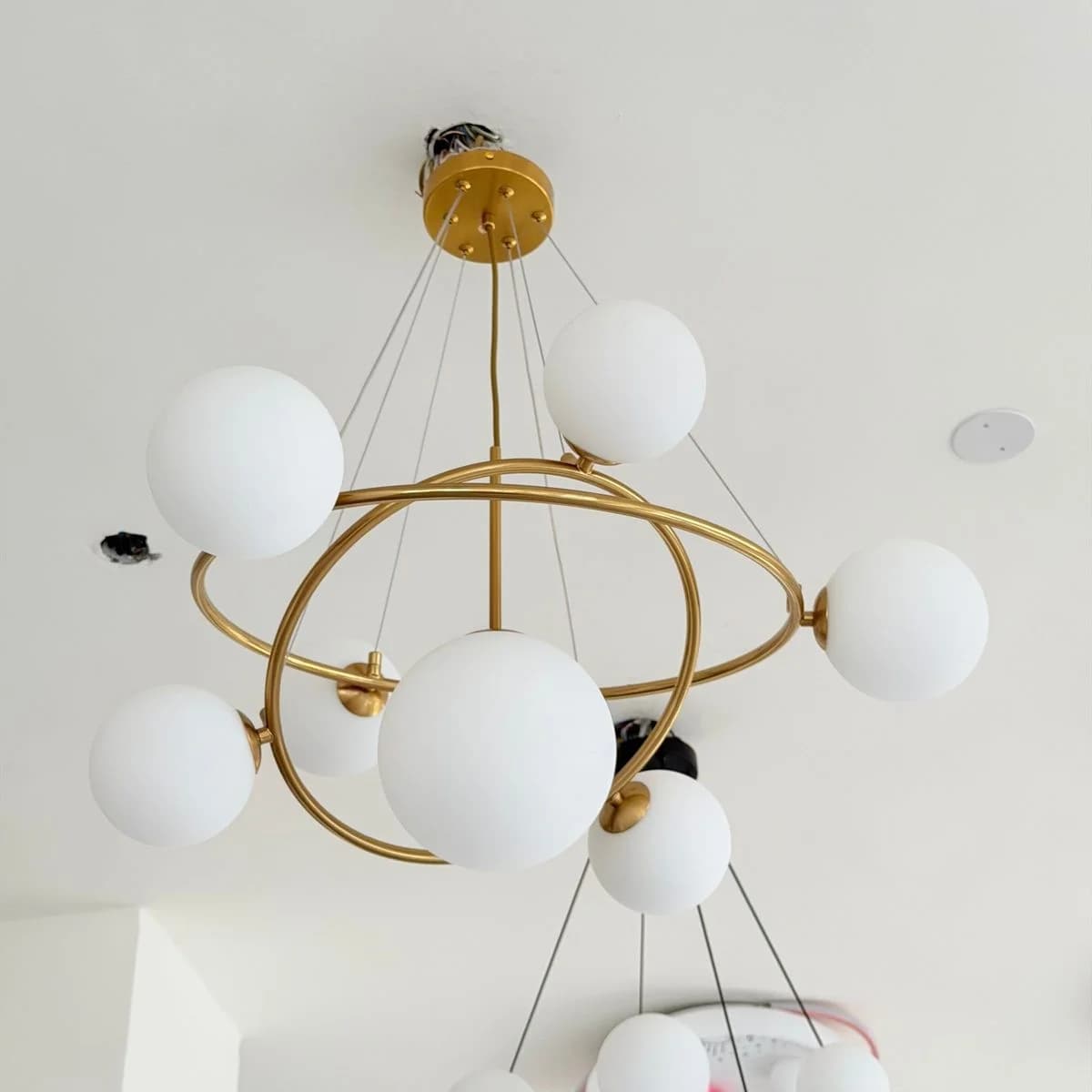 Modern Gold Chandelier with 7 Glass Globes 4