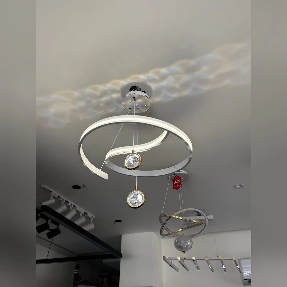 White Spiral LED Chandelier with Remote 2