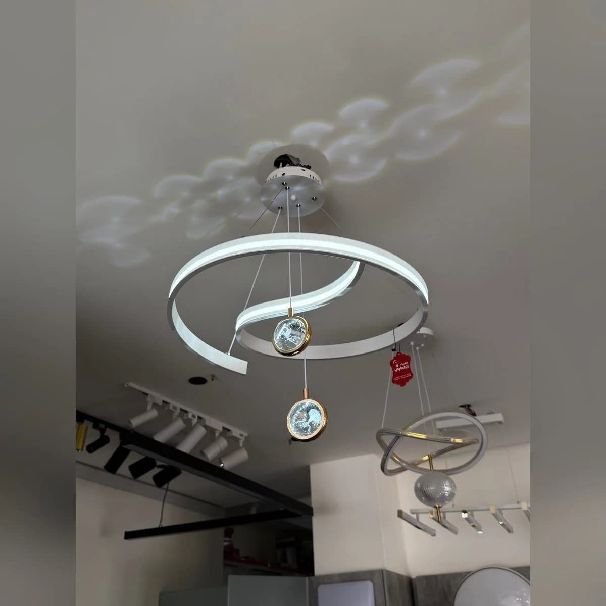 White Spiral LED Chandelier with Remote 3