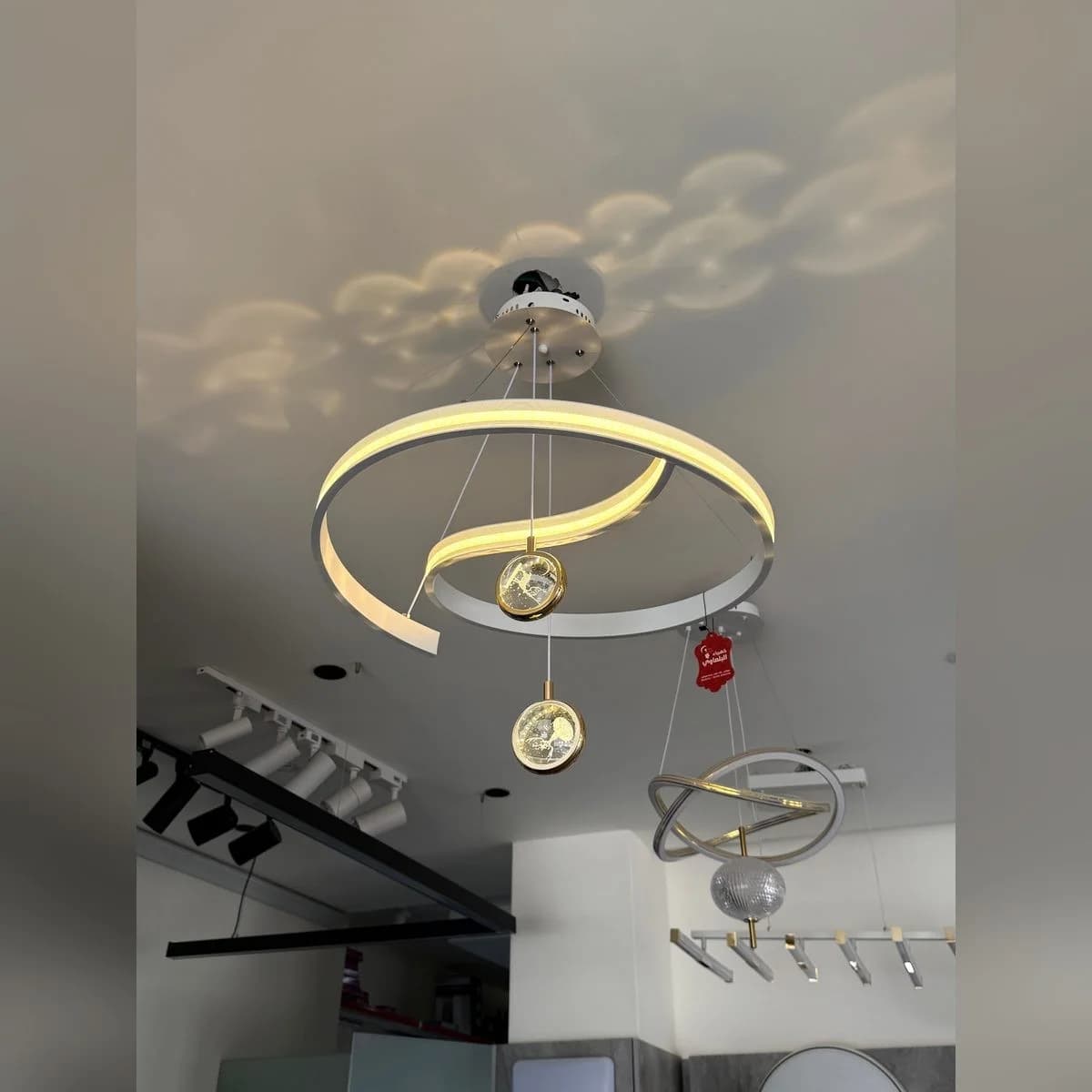 White Spiral LED Chandelier with Remote 4