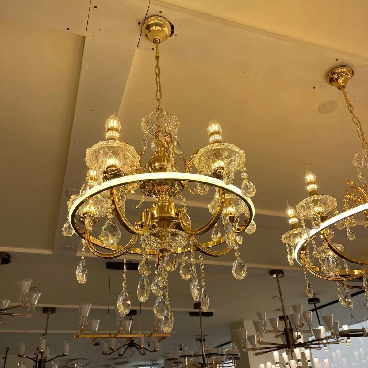 Classic Crystal Chandelier 5 Arms with LED Ring 6
