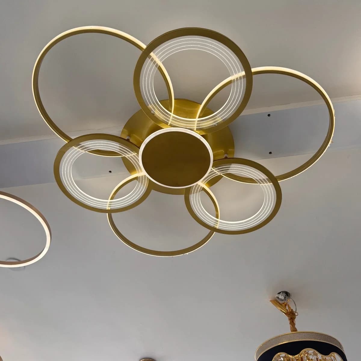 Gold Overlapping Rings Modern LED Ceiling Light 120cm 2