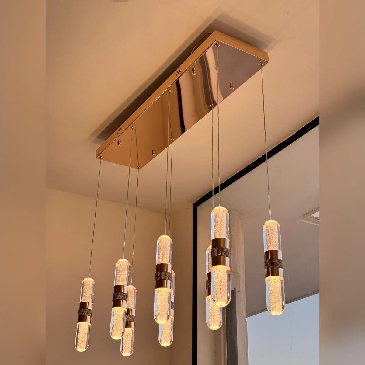Modern Gold 8-Light Linear Bar Chandelier 90cm 2