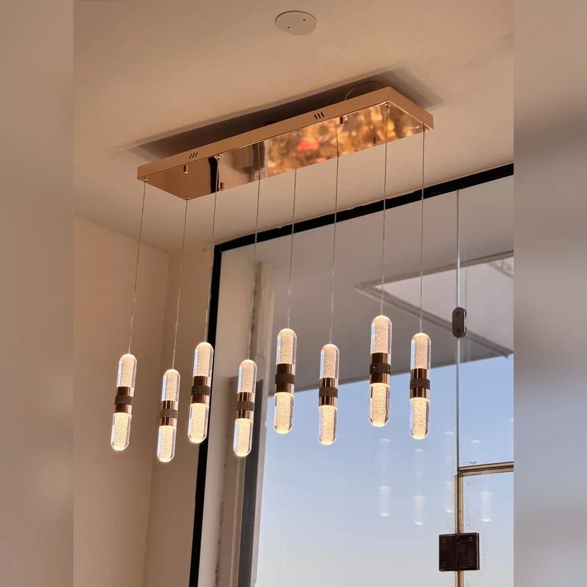 Modern Gold 8-Light Linear Bar Chandelier 90cm 3