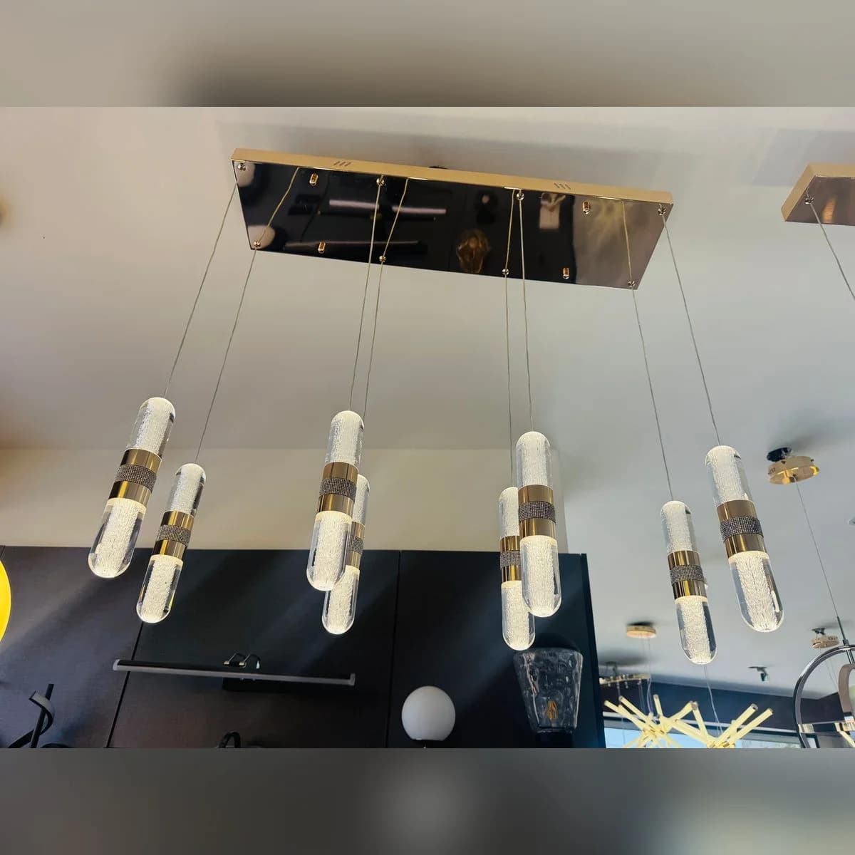 Modern Gold 8-Light Linear Bar Chandelier 90cm 4