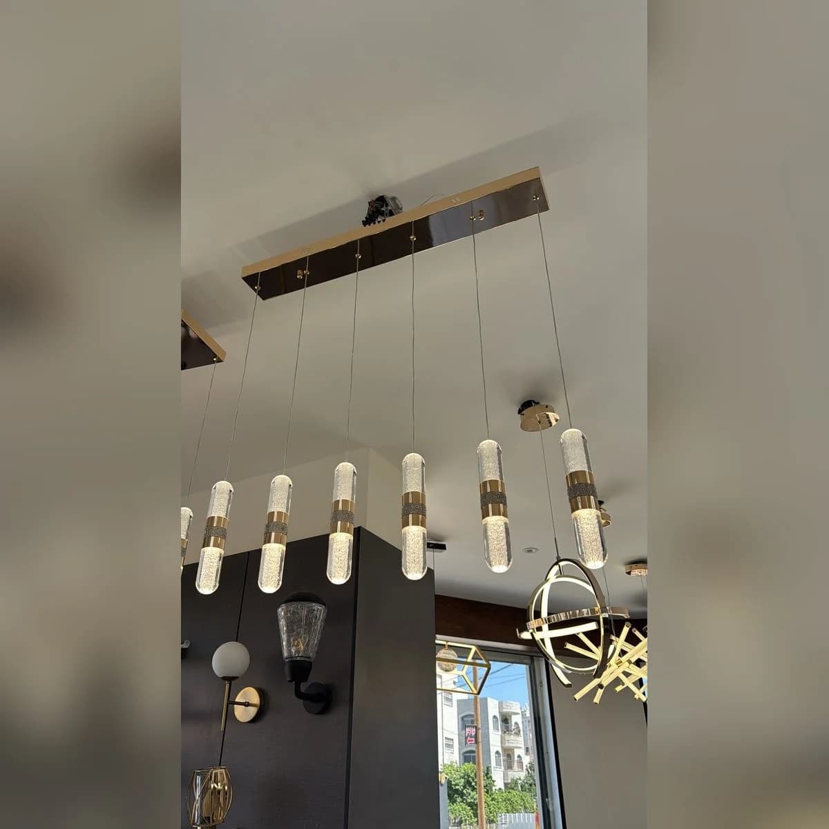 Gold 6-Light Linear Bar Chandelier 2