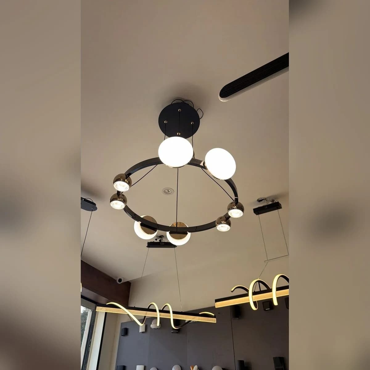 Modern Black and Gold Circular LED Chandelier 2