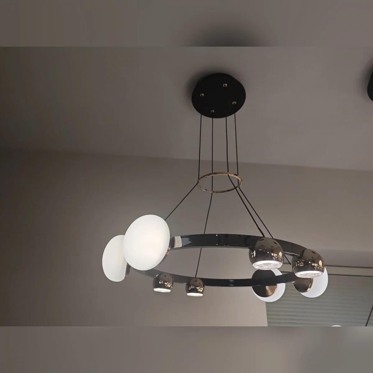 Modern Black and Gold Circular LED Chandelier 4