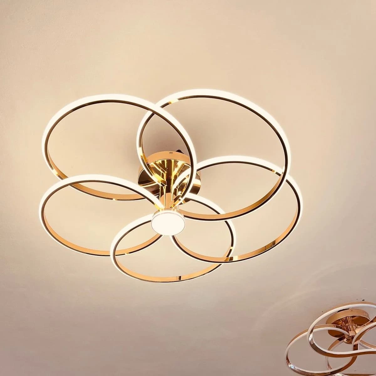 Gold Flower-Shaped LED Ceiling Chandelier 2