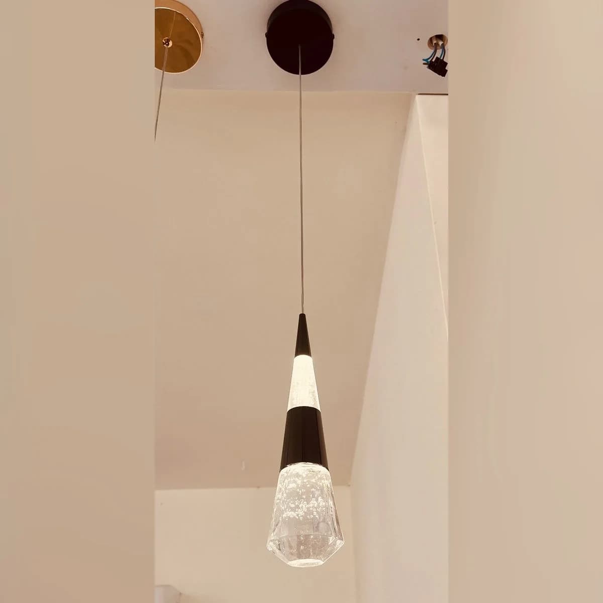 Conical LED Single Pendant Light with Bubble Crystal 3