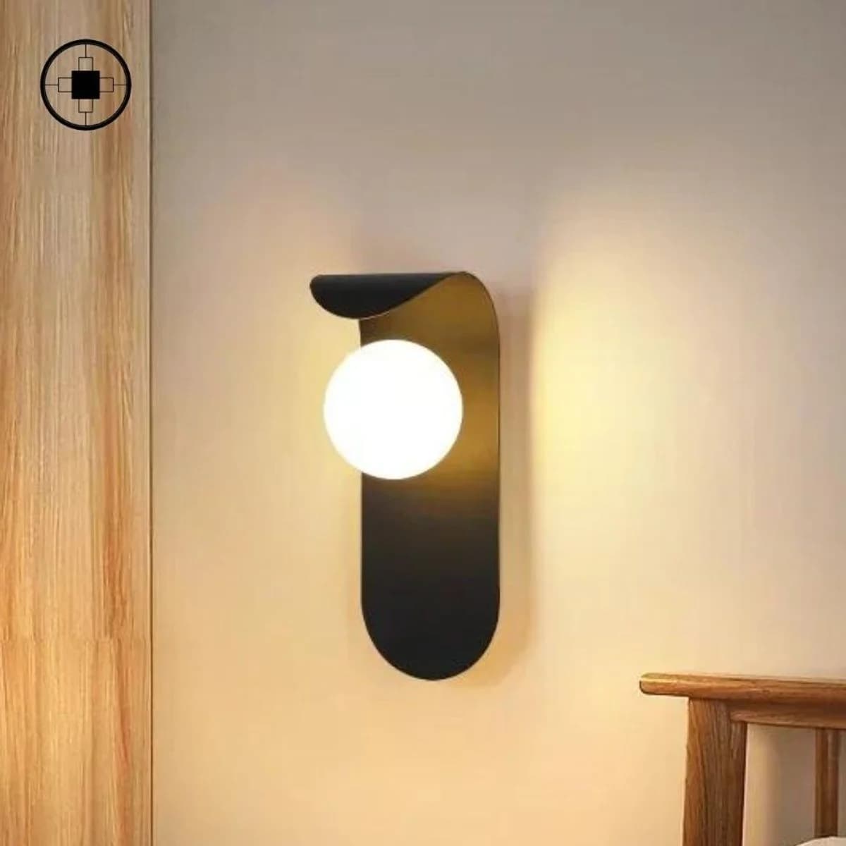 Curved Black Wall Sconce with Glass Globe 2