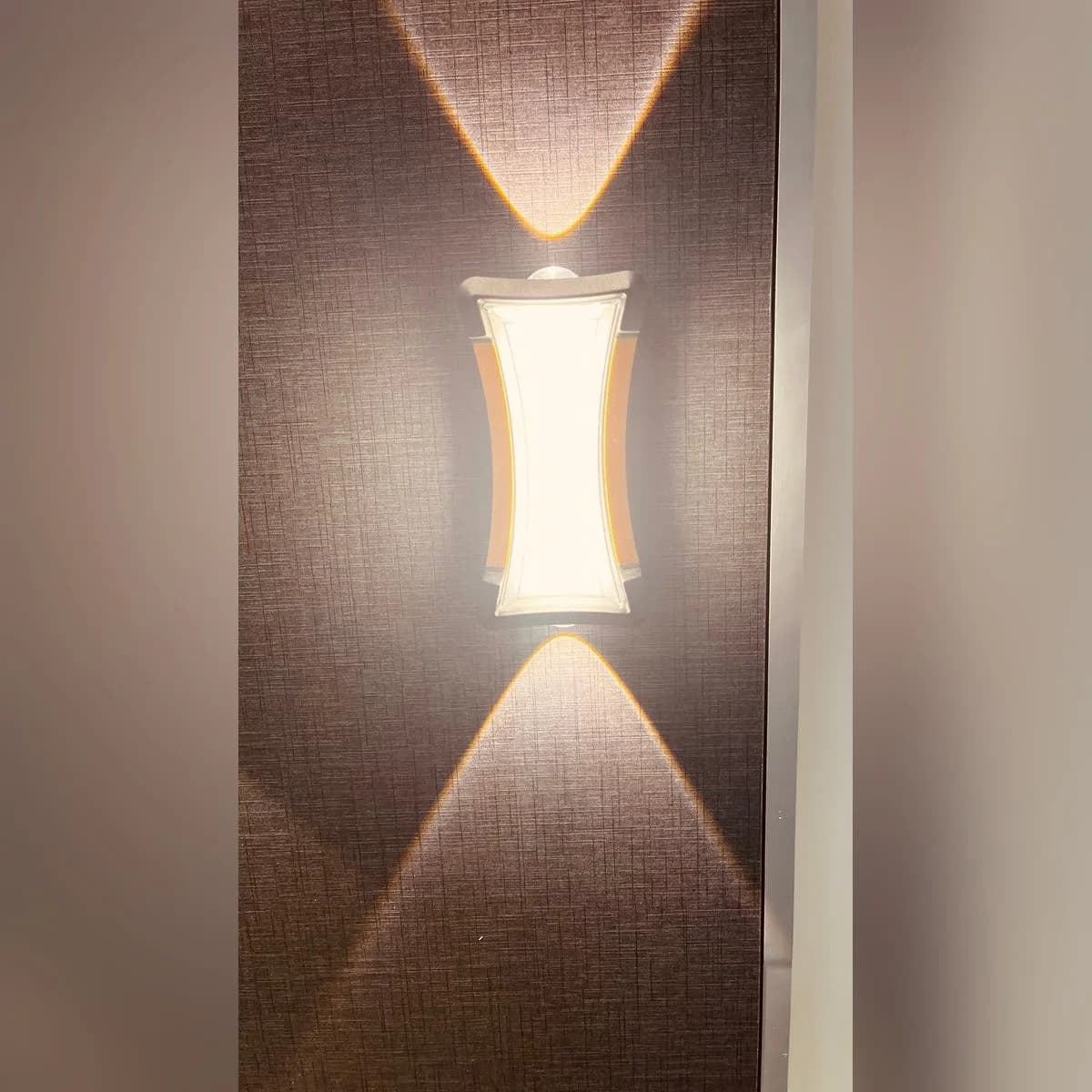 Curved Up-Down Wall Light Black & Wood Accent