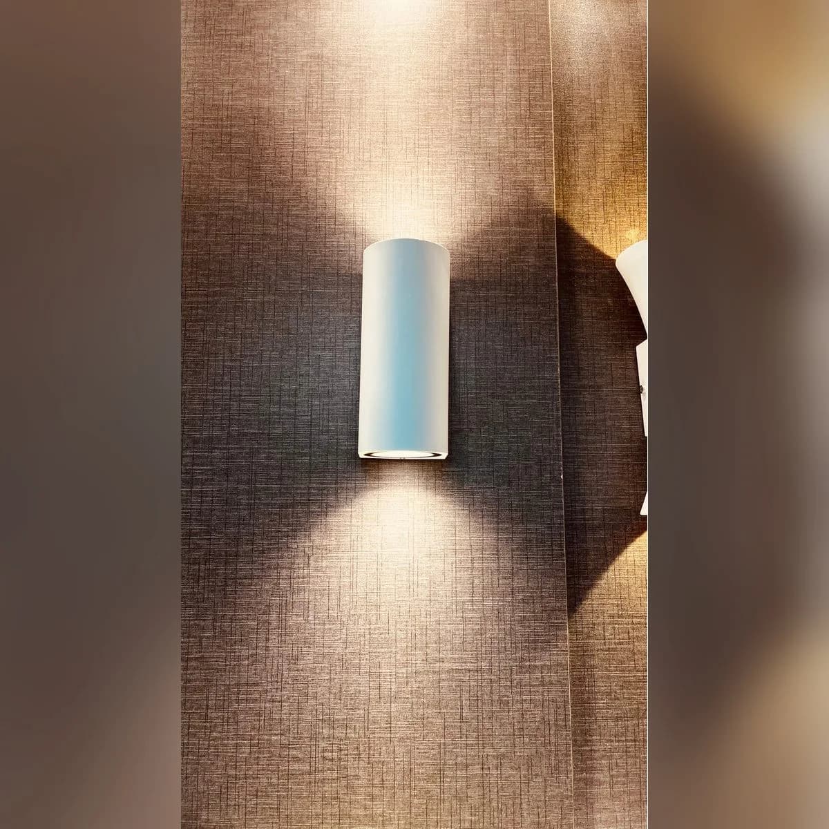 White Cylindrical Outdoor Up Down Wall Light