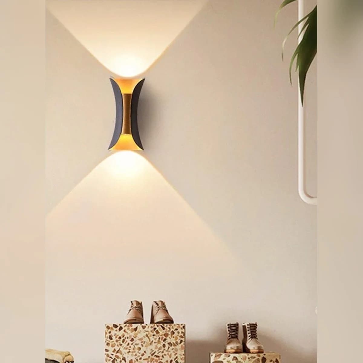 Curved Black & Gold Up-Down Wall Light 2
