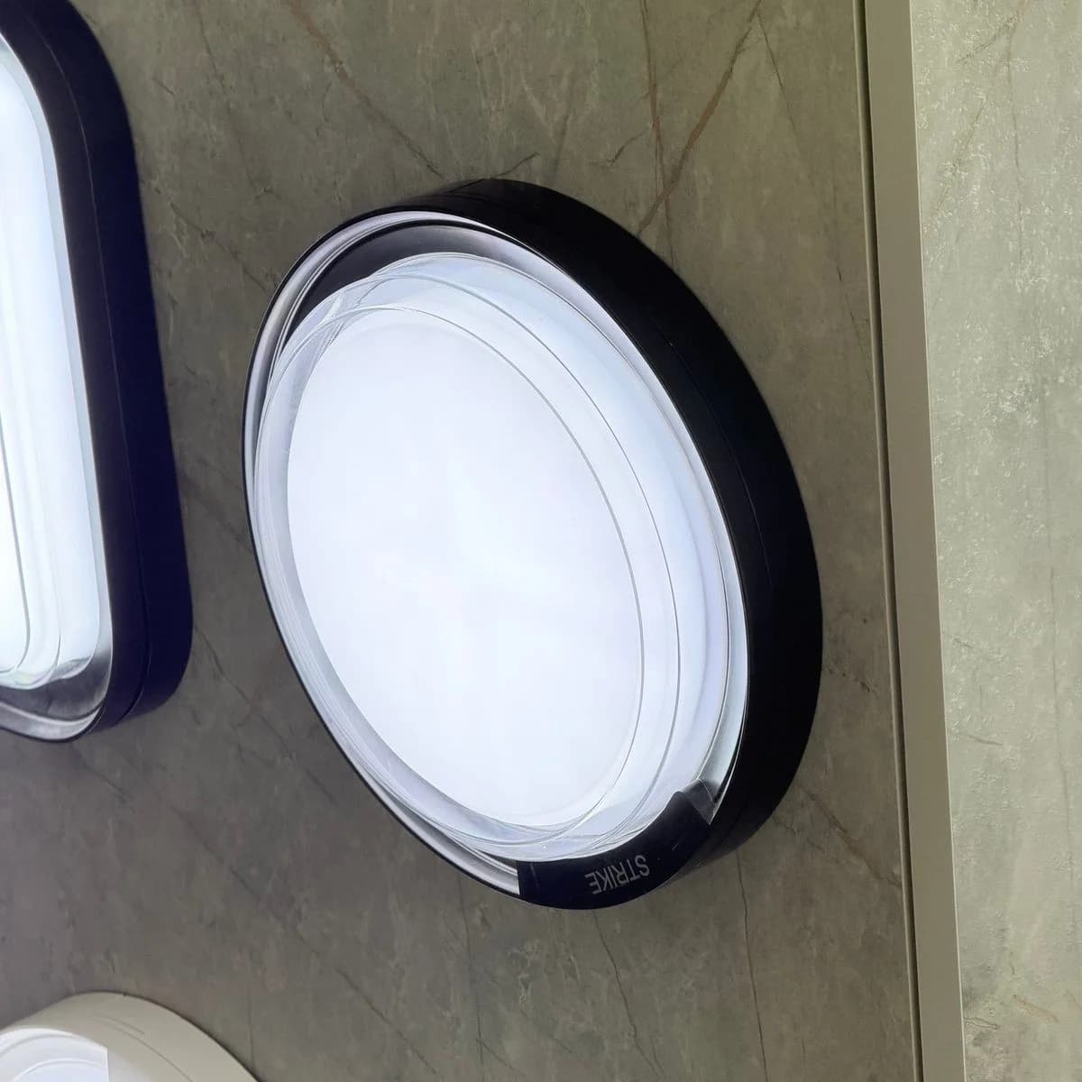Round Waterproof Bulkhead Light Black Frame 20cm 2