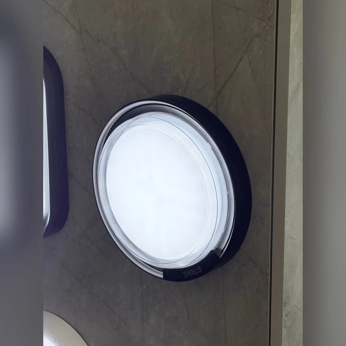 Round Waterproof Bulkhead Light Black Frame 20cm 3