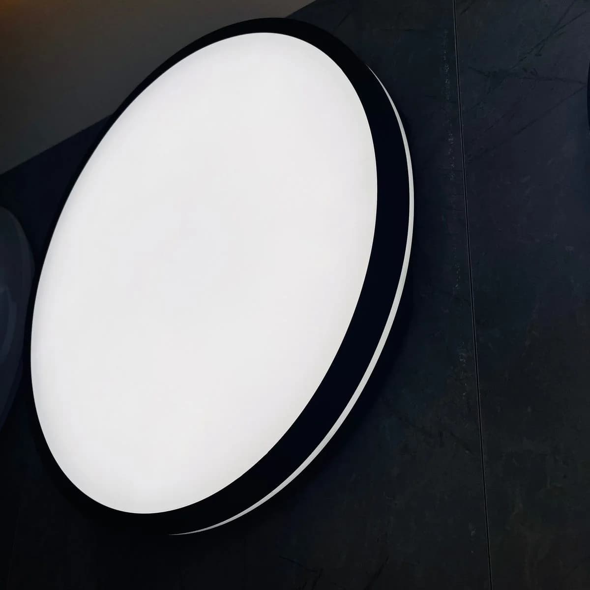 Round Waterproof Ceiling Light Black Frame 50cm 2